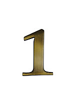 The House Nameplate Company Polished Brass effect Metal Self-adhesive House number 1, (H)60mm (W)40mm