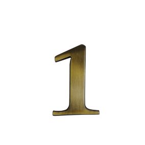 The House Nameplate Company Polished Brass effect Metal Self-adhesive House number 1, (H)60mm (W)40mm