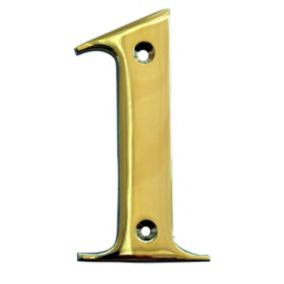 The House Nameplate Company Polished Brass House number 1, (H)100mm (W)65mm
