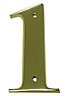 The House Nameplate Company Polished Brass House number 1, (H)150mm (W)85mm
