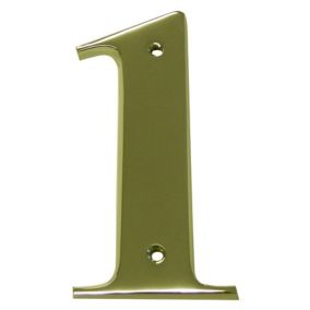The House Nameplate Company Polished Brass House number 1, (H)150mm (W)85mm