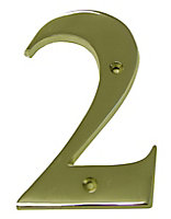 The House Nameplate Company Polished Brass House number 2, (H)150mm (W)85mm