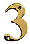 The House Nameplate Company Polished Brass House number 3, (H)100mm (W)65mm