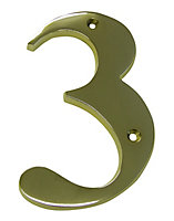 The House Nameplate Company Polished Brass House number 3, (H)150mm (W)85mm