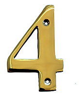 The House Nameplate Company Polished Brass House number 4, (H)100mm (W)65mm