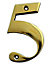 The House Nameplate Company Polished Brass House number 5, (H)100mm (W)65mm