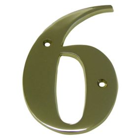 The House Nameplate Company Polished Brass House number 6, (H)150mm (W)85mm