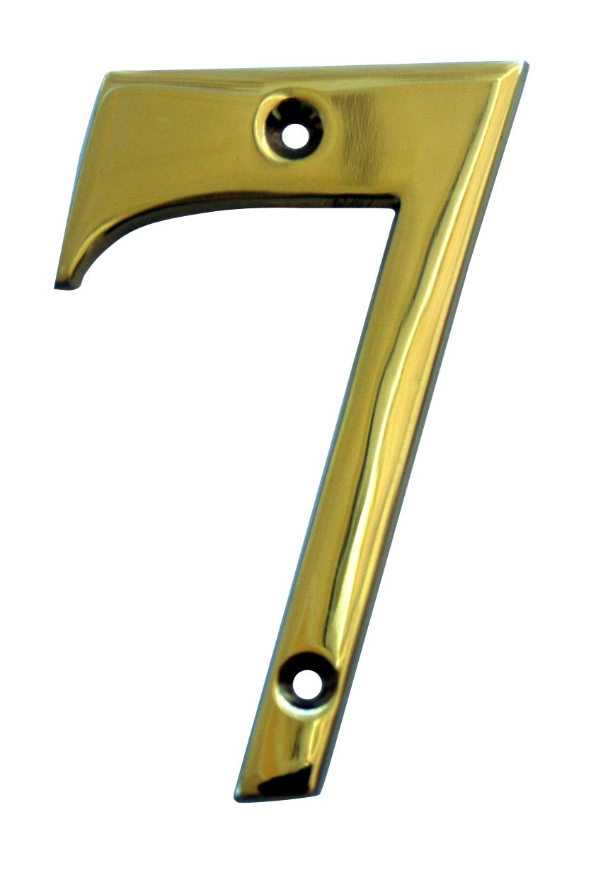 The House Nameplate Company Polished Brass House number 7, (H)100mm (W)65mm