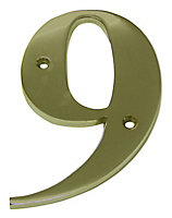 The House Nameplate Company Polished Brass House number 9, (H)150mm (W)85mm