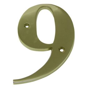 The House Nameplate Company Polished Brass House number 9, (H)150mm (W)85mm