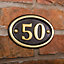 The House Nameplate Company Polished Brass Oval House number 50, (H)102mm (W)152mm