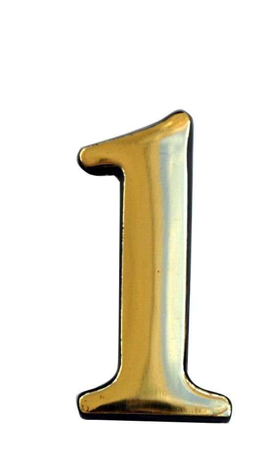 The House Nameplate Company Polished Brass Self-adhesive House number 1, (H)50mm (W)25mm