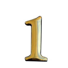 The House Nameplate Company Polished Brass Self-adhesive House number 1, (H)50mm (W)25mm