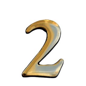The House Nameplate Company Polished Brass Self-adhesive House number 2, (H)50mm (W)25mm