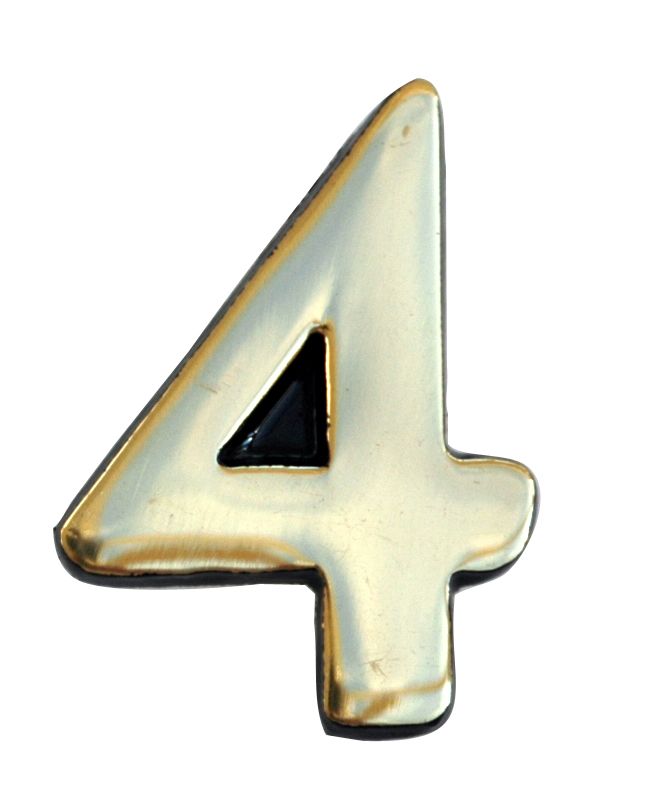 The House Nameplate Company Polished Brass Self-adhesive House number 4, (H)50mm (W)25mm