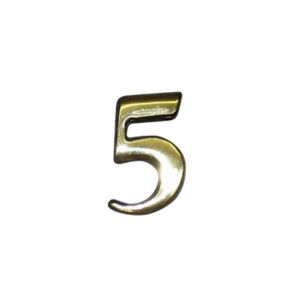The House Nameplate Company Polished Brass Self-adhesive House number 5, (H)50mm (W)25mm