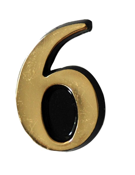 The House Nameplate Company Polished Brass Self-adhesive House number 6 ...