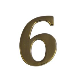 The House Nameplate Company Polished Brass Self-adhesive House number 6, (H)60mm (W)40mm