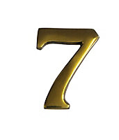 The House Nameplate Company Polished Brass Self-adhesive House number 7, (H)60mm (W)40mm