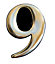 The House Nameplate Company Polished Brass Self-adhesive House number 9, (H)50mm (W)25mm