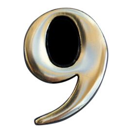 The House Nameplate Company Polished Brass Self-adhesive House number 9, (H)50mm (W)25mm