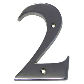 The House Nameplate Company Polished Chrome effect Brass House number 2, (H)150mm (W)85mm