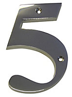 The House Nameplate Company Polished Chrome effect Brass House number 5, (H)150mm (W)85mm