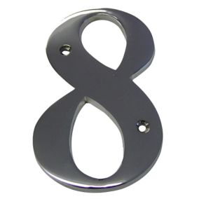 The House Nameplate Company Polished Chrome effect Brass House number 8, (H)150mm (W)85mm