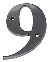 The House Nameplate Company Polished Chrome effect Brass House number 9, (H)150mm (W)85mm