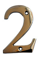 The House Nameplate Company Polished Chrome effect Metal House number 2, (H)100mm (W)63mm