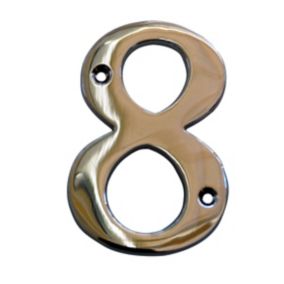 The House Nameplate Company Polished Chrome effect Metal House number 8, (H)100mm (W)63mm