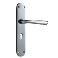 The House Nameplate Company Premier Polished Chrome effect Brass Straight Lock Door handle (L)100mm, Set