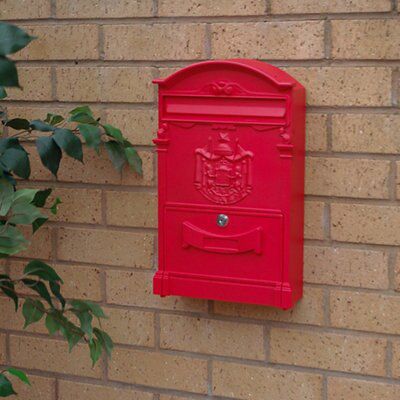 The House Nameplate Company Red Painted Aluminium Lockable Post box, (H)420mm (W)250mm