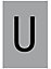 The House Nameplate Company Silver effect uPVC Self-adhesive House letter U, (H)60mm (W)40mm