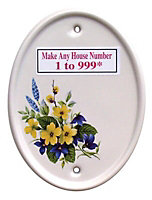 The House Nameplate Company White Ceramic Self-adhesive Oval House number, (H)160mm (W)120mm