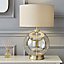 The Lighting Edit Carina Ball Satin Champagne Brass effect Round Table lamp
