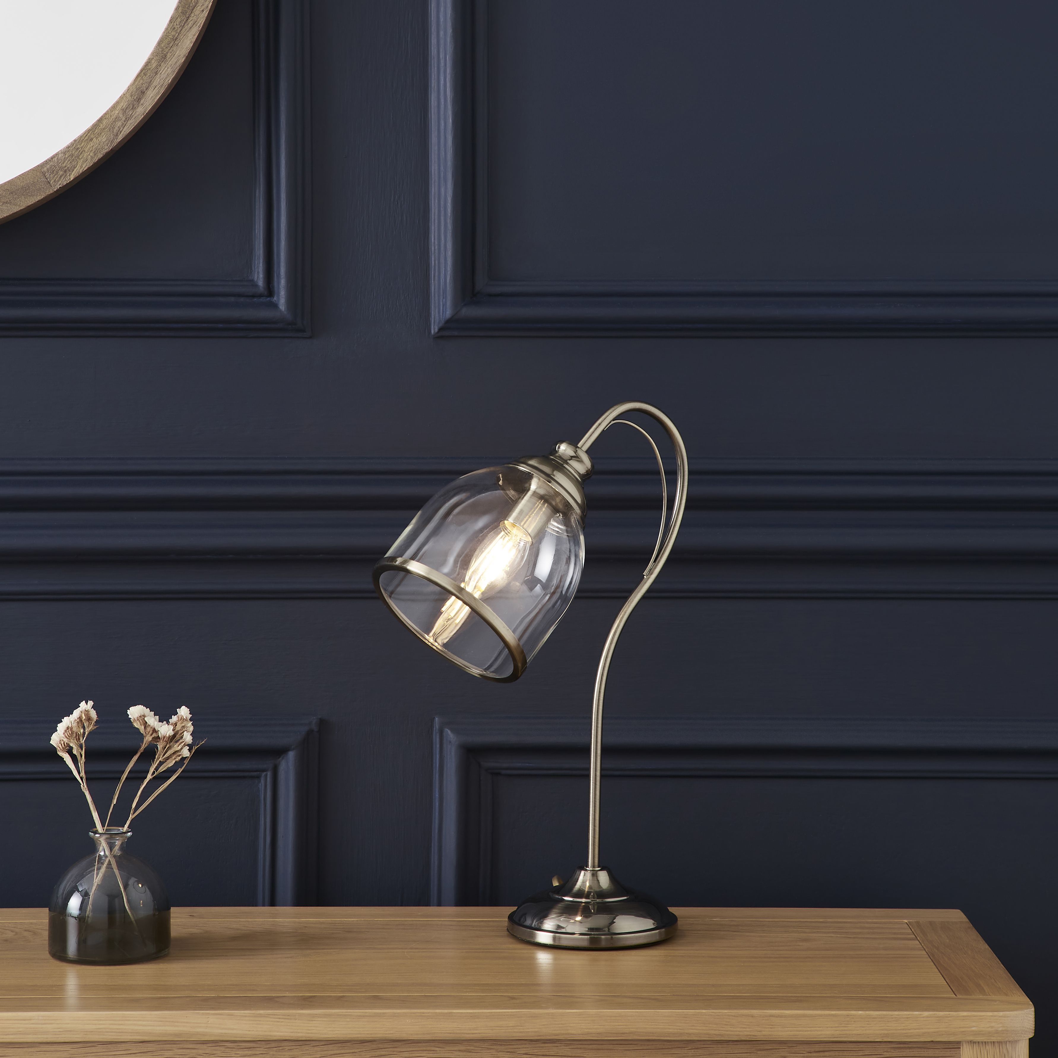 The Lighting Edit Catio Brushed antique brass Antique brass effect Table lamp