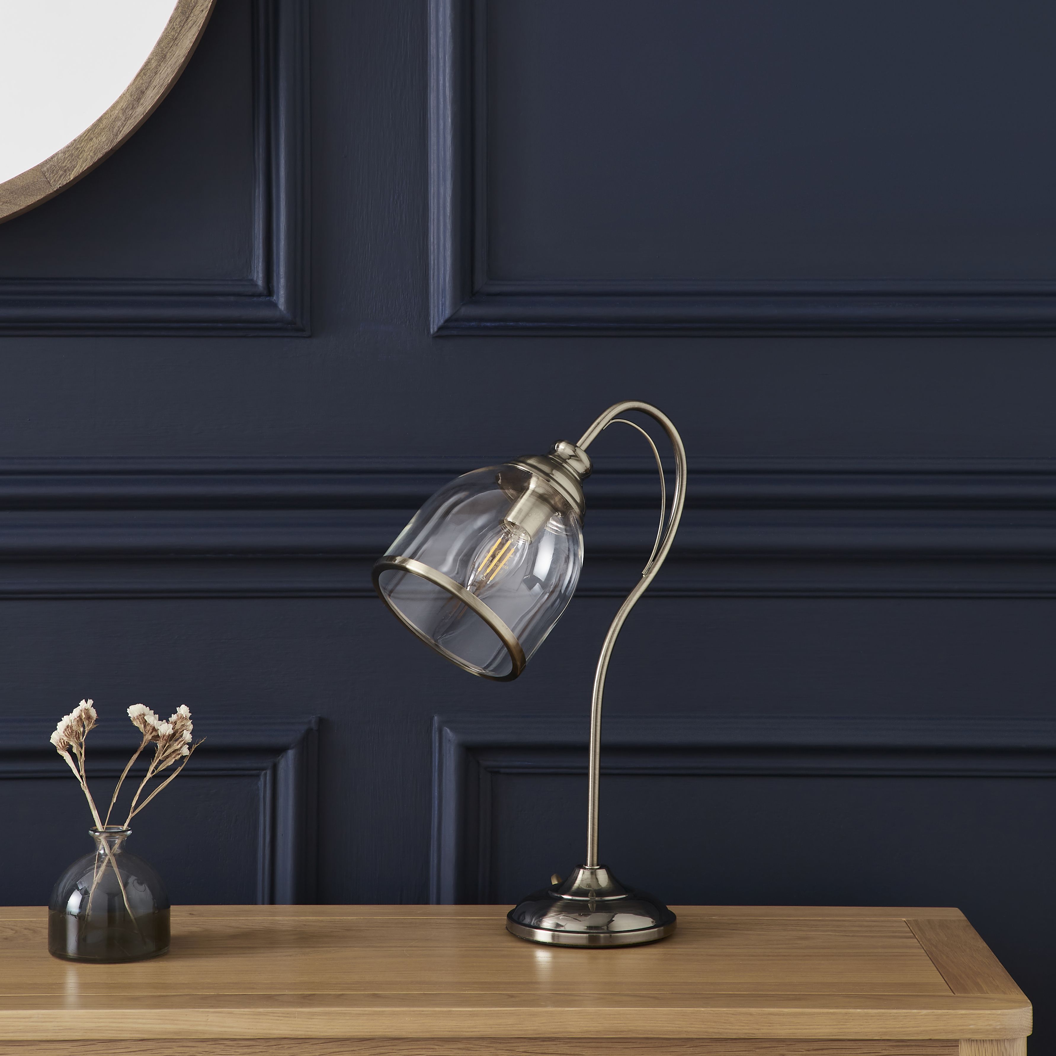 The Lighting Edit Catio Brushed antique brass Antique brass effect Table lamp