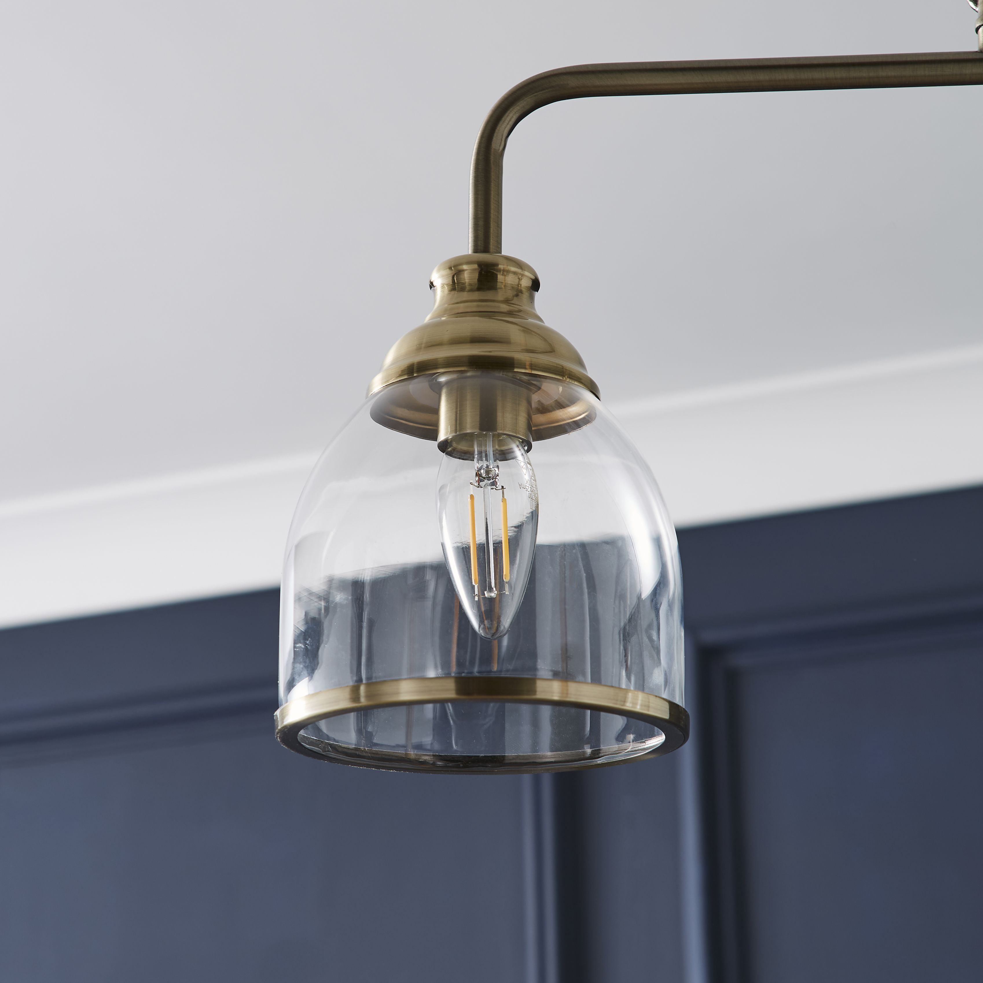 The Lighting Edit Catio Satin Antique brass effect 3 Lamp LED Pendant ceiling light, (Dia)730mm