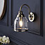 The Lighting Edit Catio Satin Antique brass effect Wired LED Wall light