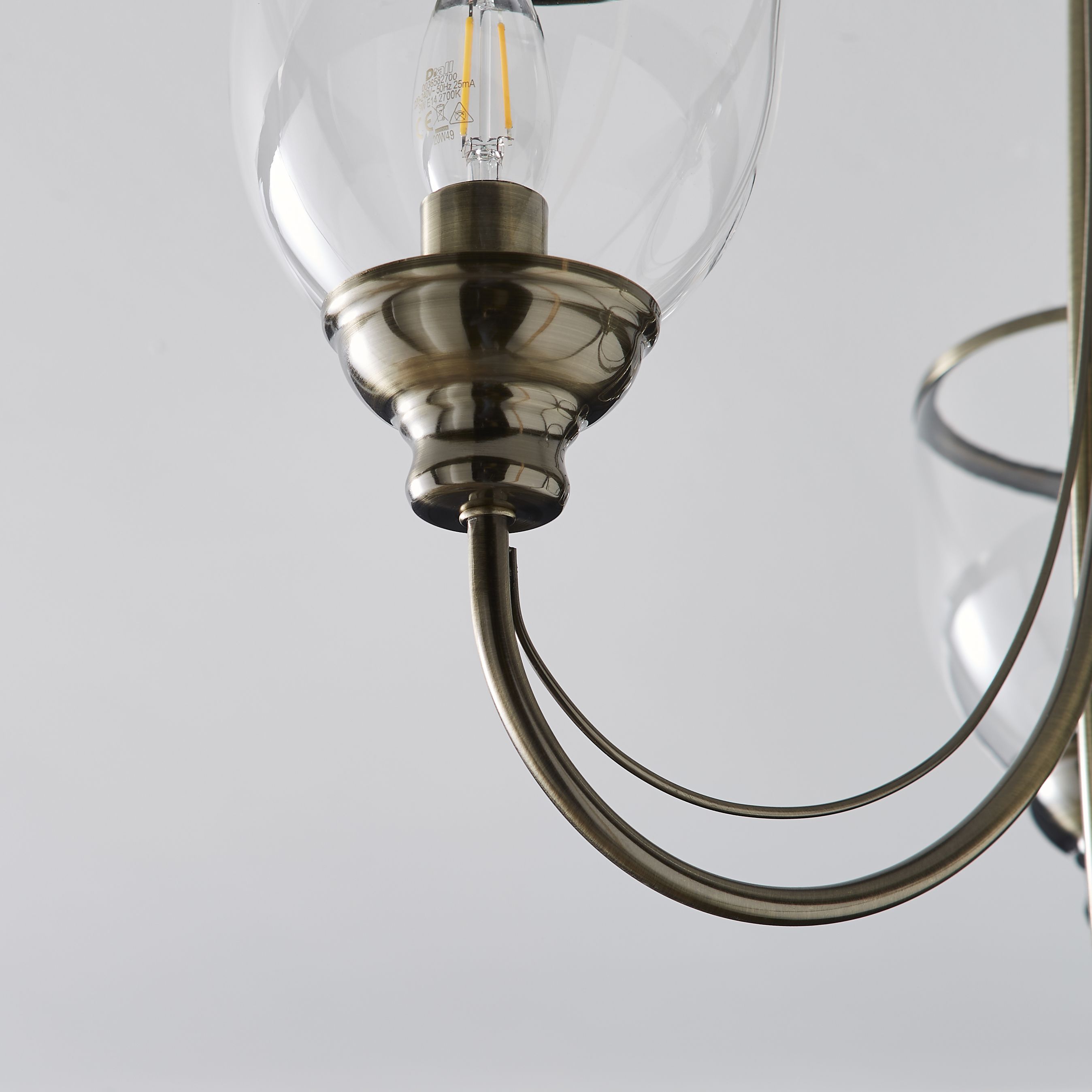 The Lighting Edit Catio Satin Glass & metal Antique brass effect 3 Lamp LED Ceiling light