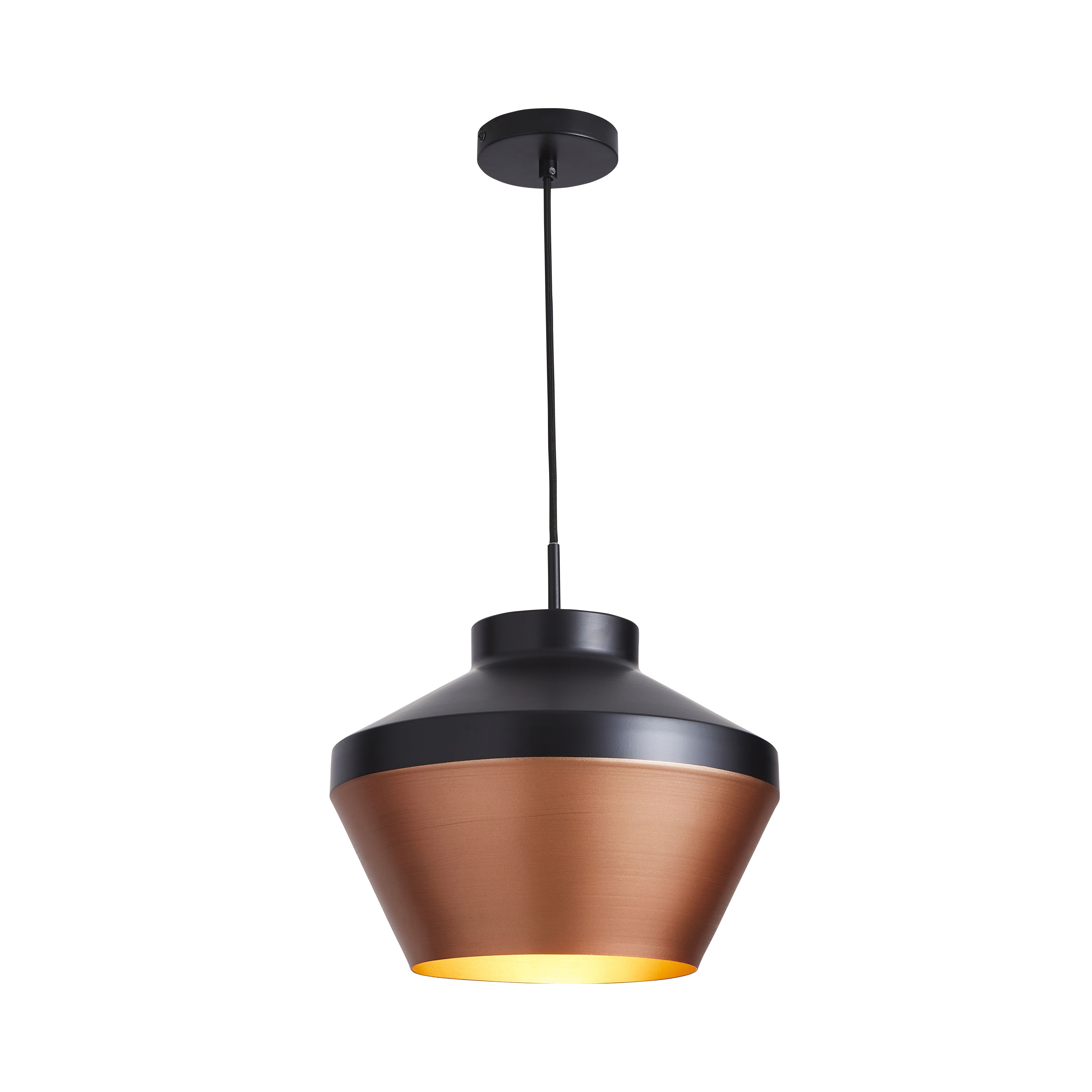 The Lighting Edit Dina pendant Matt Black Copper effect LED Pendant ceiling light, (Dia)320mm