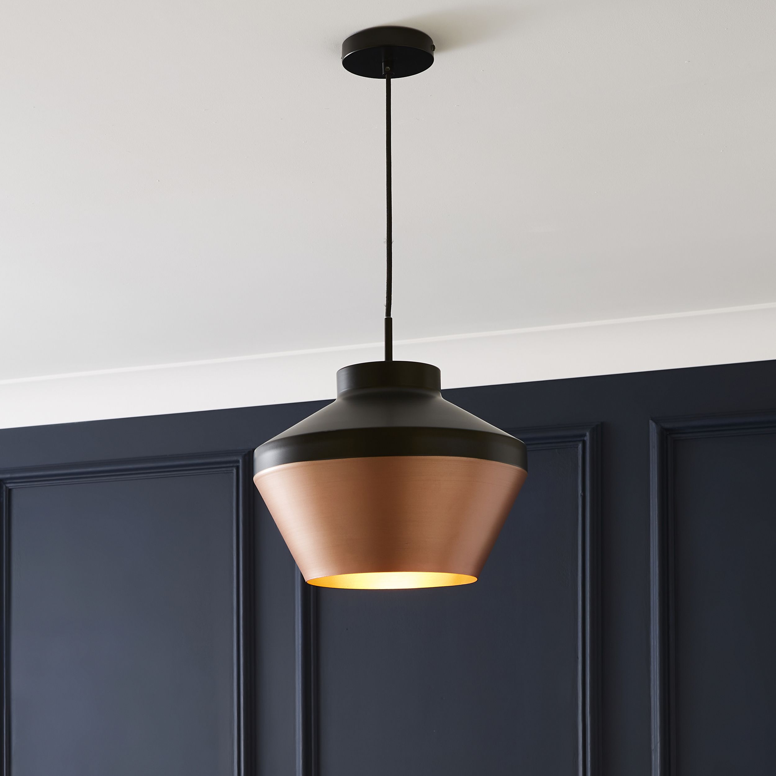 The Lighting Edit Dina pendant Matt Black Copper effect LED Pendant ceiling light, (Dia)320mm