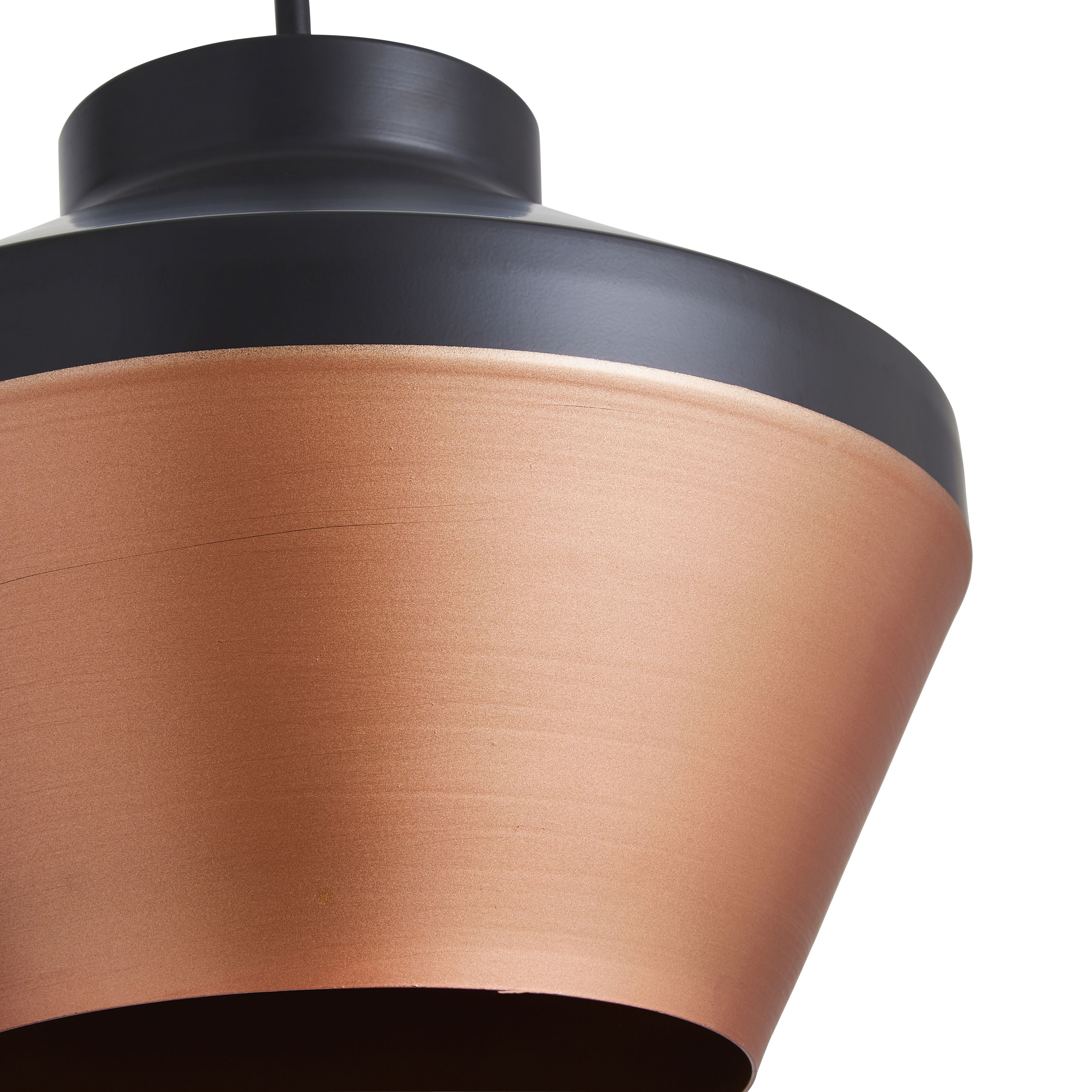 The Lighting Edit Dina pendant Matt Black Copper effect LED Pendant ceiling light, (Dia)320mm