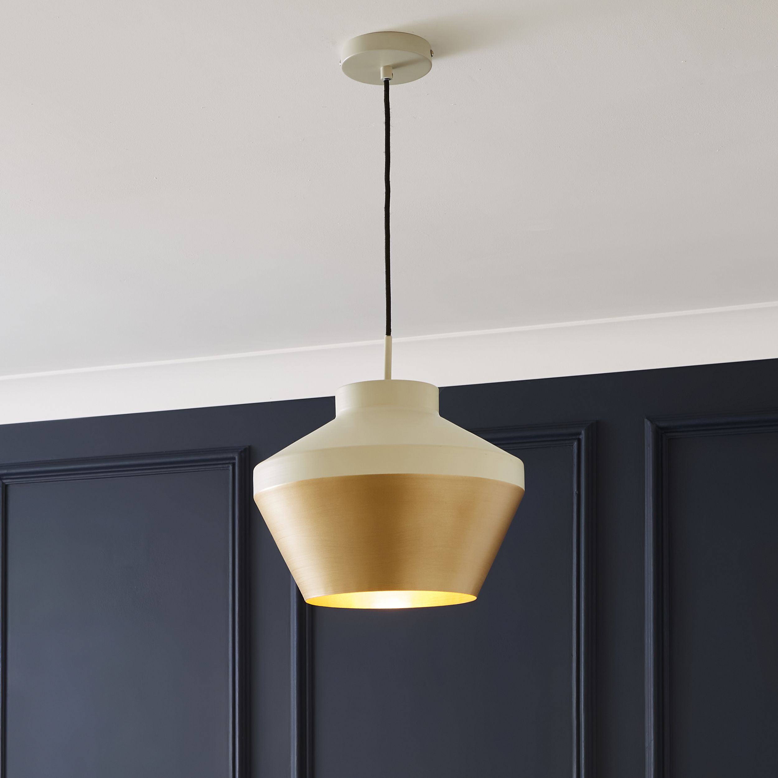 The Lighting Edit Dina pendant Matt Ivory Brass effect LED Pendant ceiling light, (Dia)320mm
