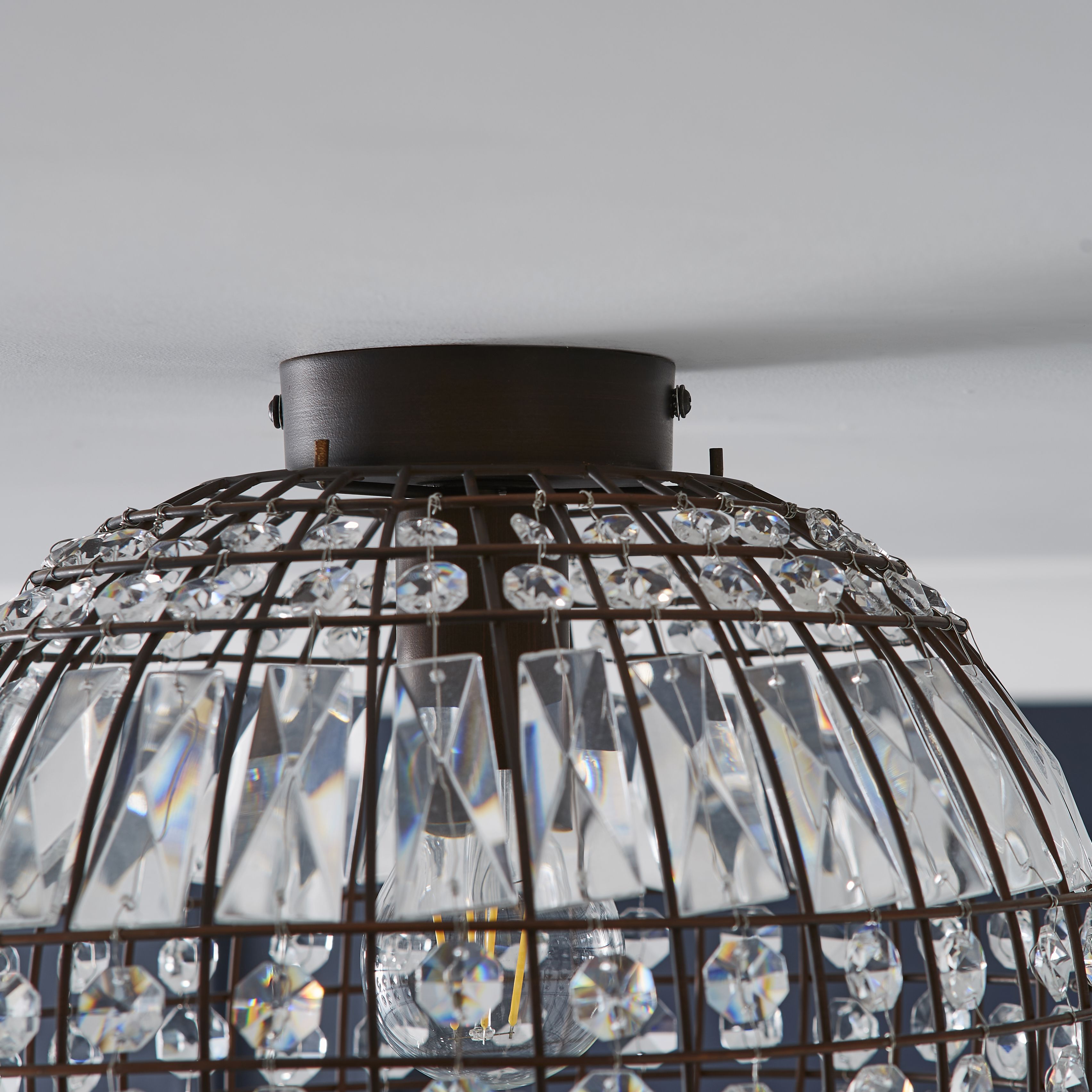 The Lighting Edit Gryphia Crystal Matt Glass & metal bronze effect LED Ceiling light