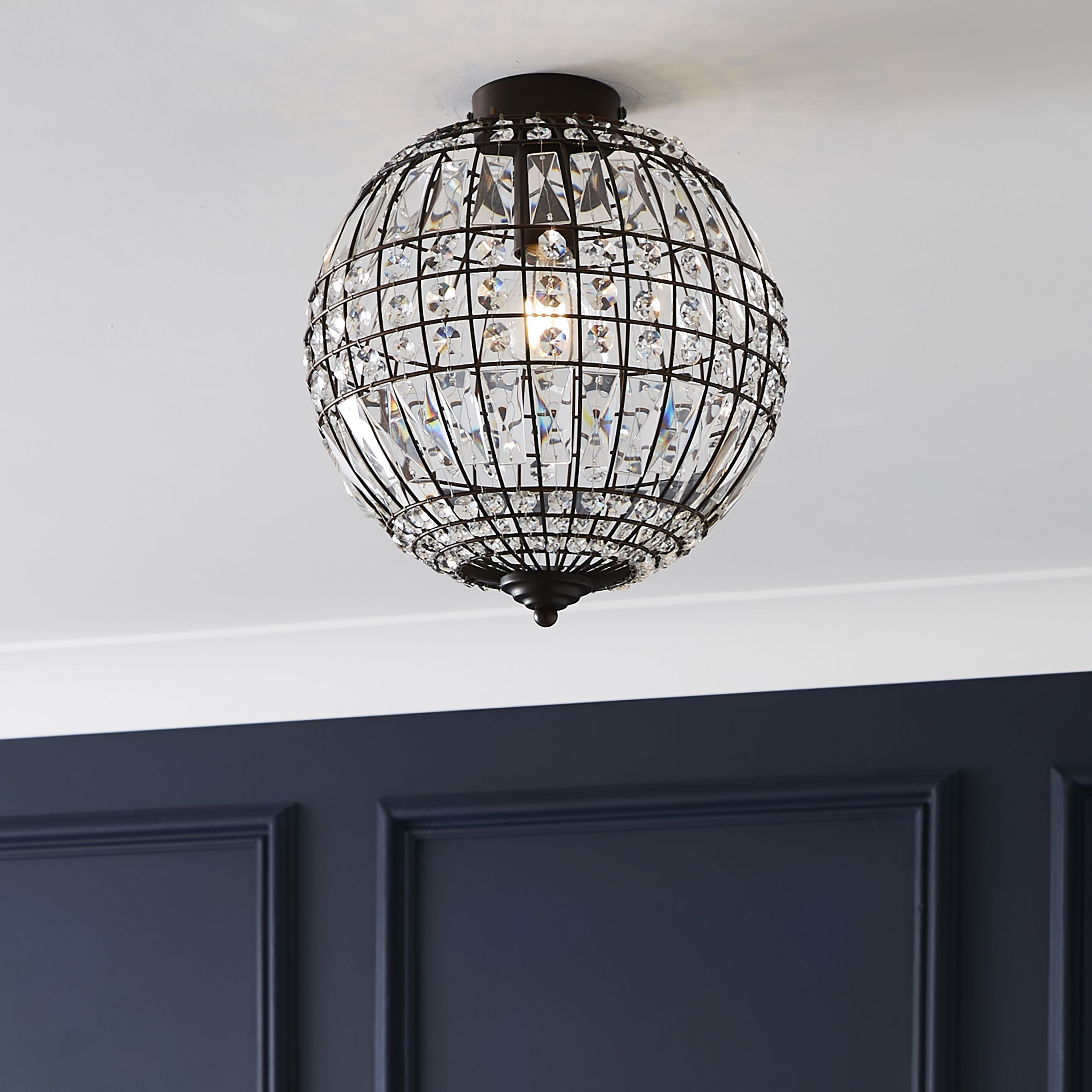 The Lighting Edit Gryphia Crystal Matt Glass & metal bronze effect LED Ceiling light