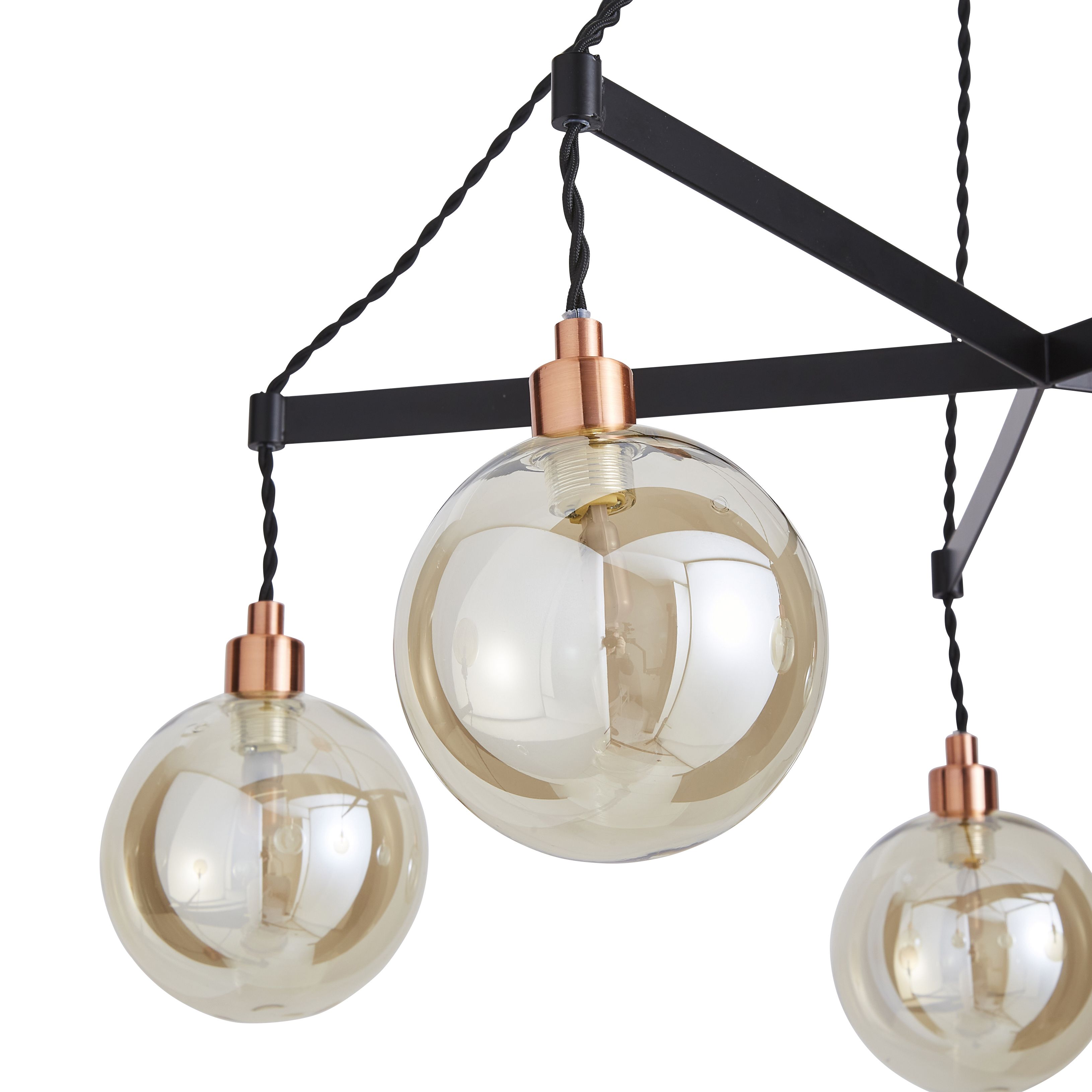 The Lighting Edit Hymn pendant Matt Black Copper effect 5 Lamp LED Pendant ceiling light, (Dia)720mm