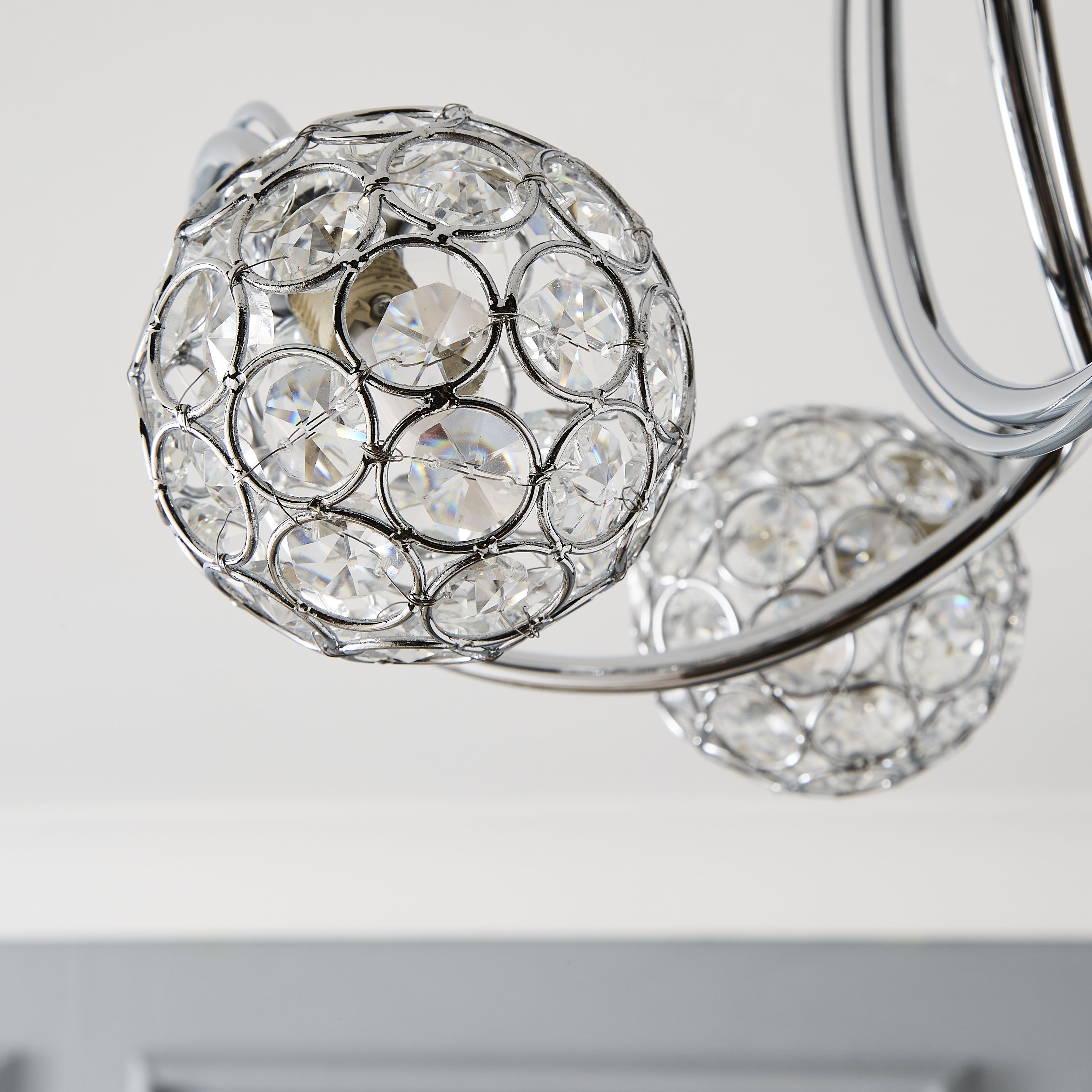 The Lighting Edit Ida Crystal Glass & metal Chrome effect 3 Lamp LED Ceiling light