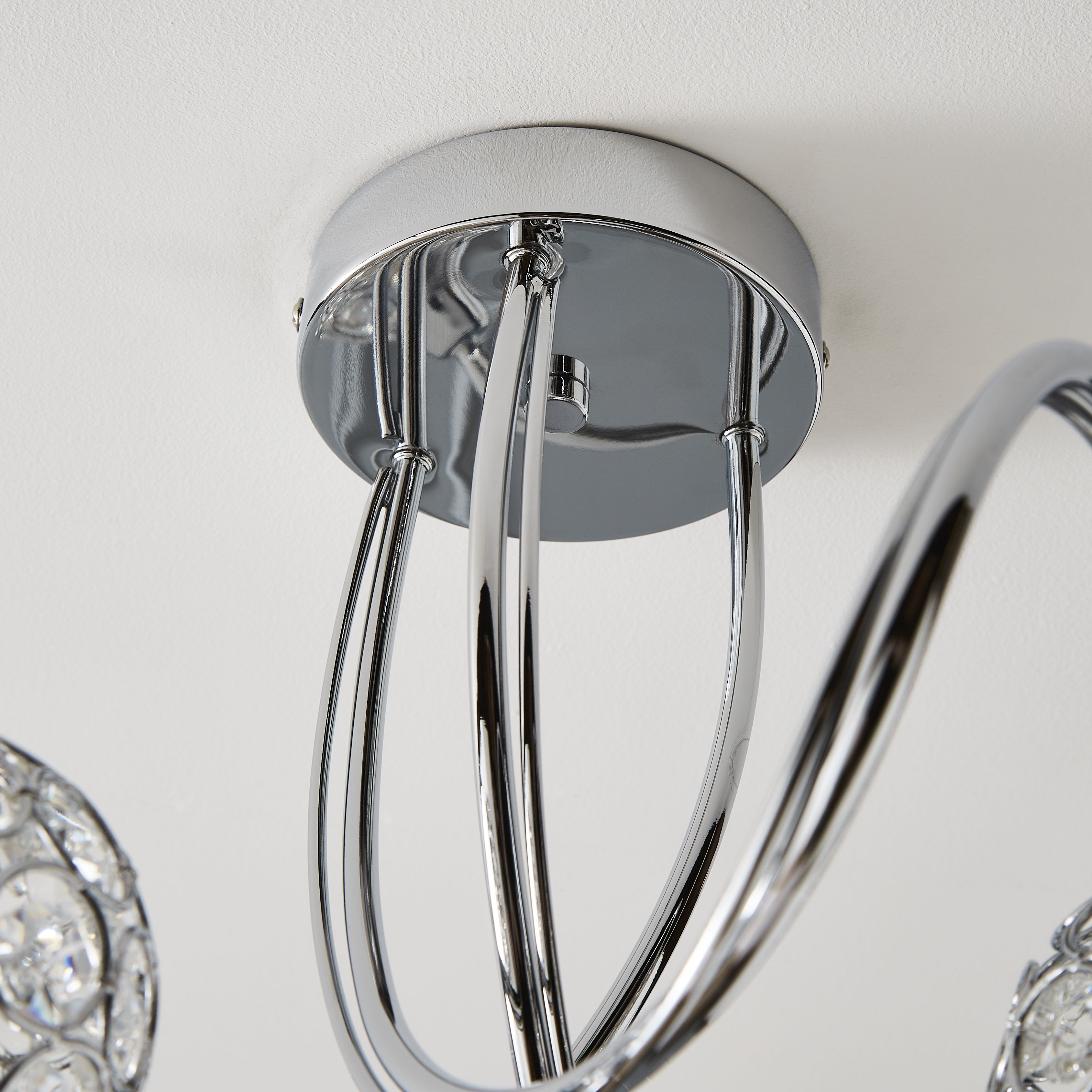 The Lighting Edit Ida Crystal Glass & metal Chrome effect 3 Lamp LED Ceiling light